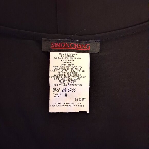 NWT Simon Chang Women’s Classy Stretchy Black Teal Maxi Dress ¾ Sleeve Size 8 - Picture 5 of 8